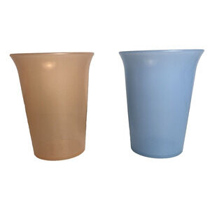 Tupperware Kids Bell Tumblers Cups 7 oz Pastel Blue Orange Translucent Lot #109